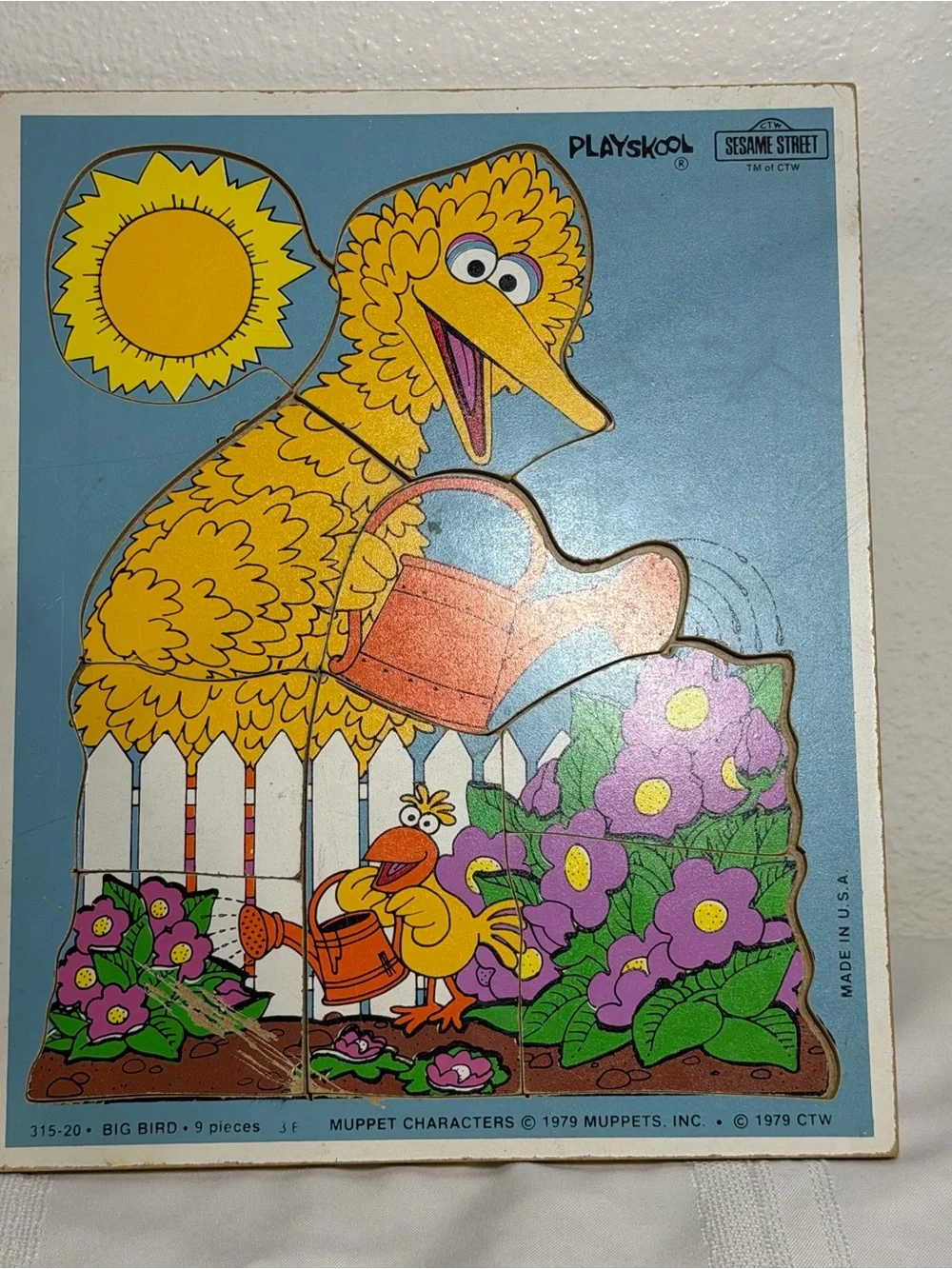 Vtg 1979 Playskool Big Bird Sesame Street Wooden Puzzle 9 Pieces Ages 2-5 USA